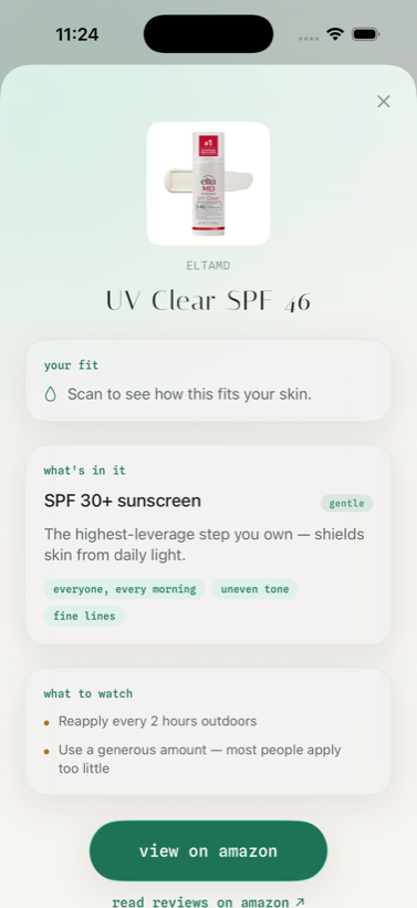 Product fit and ingredient detail