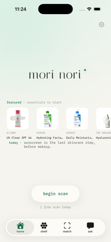 mori nori home screen